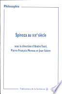 Spinoza au XIXe siècle : actes des journées d'études organisées à la Sorbonne, 9 et 16 mars, 23 et 30 novembre 1997 /