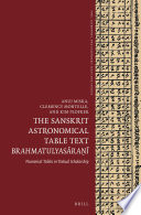 The Sanskrit astronomical table text Brahmatulyasāraṇī : numerical tables in textual scholarship /