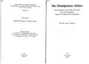 Die Omnipotenz A�s�surs : Entwicklungen in der A�s�sur-Theologie unter den Sargoniden Sargon II., Sanherib und Asarhaddon /